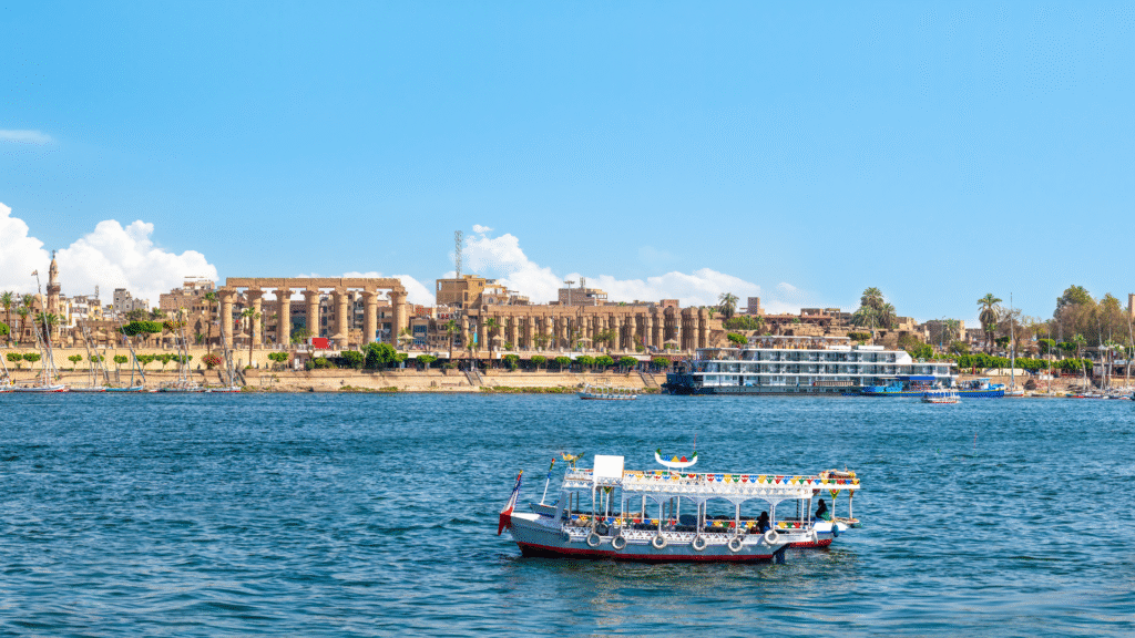 Luxor temple and nile river boats