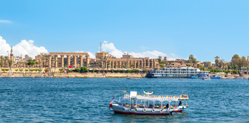 Luxor temple and nile river boats