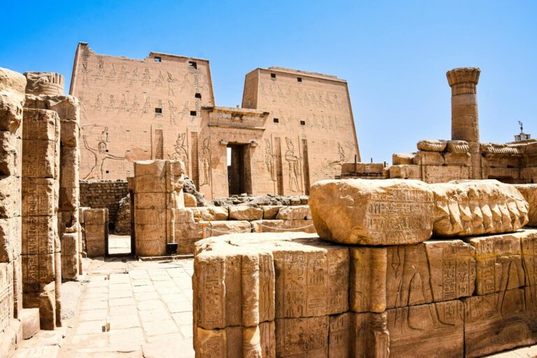 Explore the ancient ruins of Edfu Temple, showcasing Egyptian culture and historic architecture.